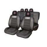 Set Huse Scaune Universale Din Piele Ecologică Si Alcantara Personalizate Cu Fiat, Negre