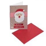 Felicitare Craciun, Mos Craciun 3D, Panglica Carouri, Fulgi Argintii, 13x19cm, Cu Plic, Oem