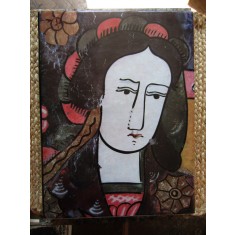 ROMANIAN FOLK PAINTING ON GLASS JULIANA DANCU SI DUMITRU DANCU, BUC. 1979