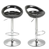 Set 2 scaune de bar, Rotire 360 &deg;, Structura din metal, plastic ABS, negru 46x41x76-96cm HOMCOM | Aosom Romania