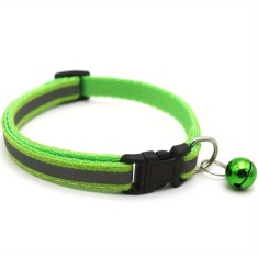 Zgarda reflectorizanta pentru pisica sau caine, cu clopotel, reglabila - Lime