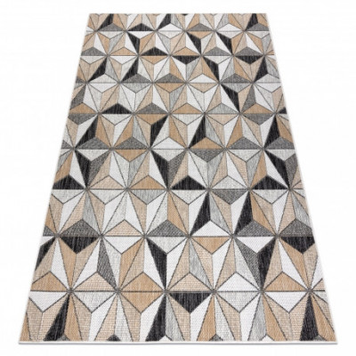 Covor SISAL COOPER Mozaic, Triunghiurile 22222 ecru / negru, 120x170 cm foto