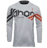 Tricou enduro motocross THOR Pulse Cube Light Gray Red Orange