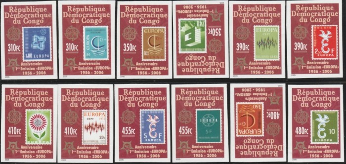 Congo (Rep. Dem.) 2005 - 50 ani Europa CEPT,serie 12 valori nedantelate,MNH,Mi.1831B-1842B