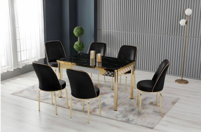 SET MASA EXTENSIBILA 4 SCAUNE LUX CULOARE NEGRU foto