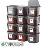 Cumpara ieftin Set GinzaMaison 12 Recipiente Alimentare de 500 ml pentru Frigider, Congelator, Dulap sau Camara, potrivit pentru Cuptor cu Microunde, cu 24 etichete