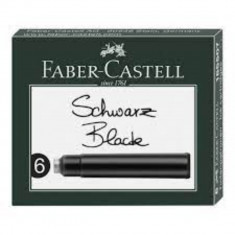 Set 6 Cartuse cu Cerneala Faber-Castell, Neagra, Cartuse Cerneala, Rezerva Cerneala, Patorane Cerneala, Mine Stilou, Mine pentru Stilou, Mine de Stilo