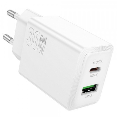 Incarcator Retea HOCO N71, 30W, 3A, 1 x USB-A - 1 x USB-C, Alb foto