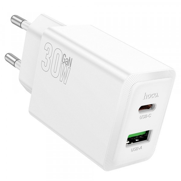 Incarcator Retea HOCO N71, 30W, 3A, 1 x USB-A - 1 x USB-C, Alb
