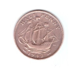 Moneda Anglia 1/2 / half penny 1942, stare foarte buna, curata