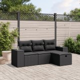 Cumpara ieftin Gossi set mobilier de gradina cu perne, 4 piese, negru, poliratan