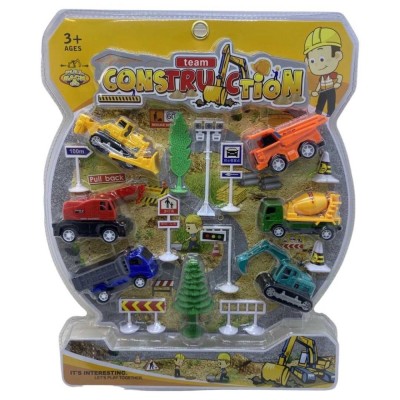 Set 6 masini de constructie cu semne de circulatie foto