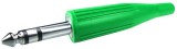 Conector jack 6,3mm, stereo, tata, verde, pe cablu - 121238