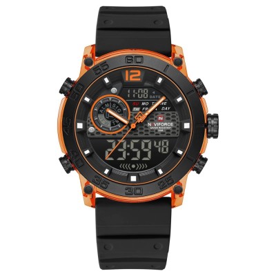 Ceas Barbati Naviforce 6104 Negru-Portocaliu , Design Sport, Functii Multiple, Alarma, Rezistent la Apa 5ATM foto