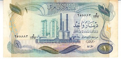 B11 7 - Bancnota foarte veche - Iraq - 1 dinar foto