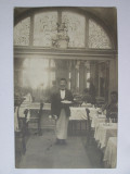 Rara! Carte poș.foto interior restaurant din Cluj,circulata 1911