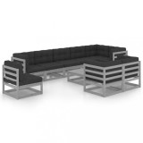 Cumpara ieftin Set mobilier de gradina cu perne, 10 piese, lemn masiv pin