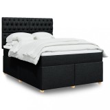 VidaXL Pat box spring cu saltea, negru, 140x190 cm, textil 3291284