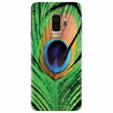 Husa silicon pentru Samsung S9 Plus, Peacock Feather Green Blue