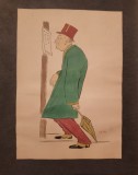 Caricatura SEM - Georges Goursat artist francez 1863-1934 , 3 desene originale, Portrete, Acuarela, Impresionism