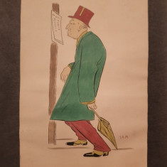 caricatura SEM - Georges Goursat artist francez 1863-1934 , 3 desene originale
