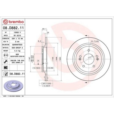 Set disc frana Hyundai Kona (Os Ose Osi) 06.17-04.23, Spate, 284X10mm, plin, BREMBO foto