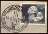 Timbru Germania WWII 1942 - Ziua Eroilor Heldengedenktag, Ștampilă Specială Primă Zi M&uuml;nchen pe Fragment (Mi. 812) -A222
