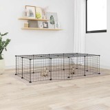 Cușcă animale de companie cu ușă 20 panouri negru 35x35 cm oțel