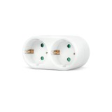 Dublu Stecher Garza 430024 cu impamantare, Alb - RESIGILAT