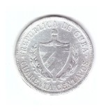 Moneda Cuba 40 centavos 1915, stare buna, curata, America Centrala si de Sud, Argint