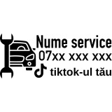 Sticker Service Auto Personalizat cu Nume, Telefon si TikTok , Reclama Auto Premium