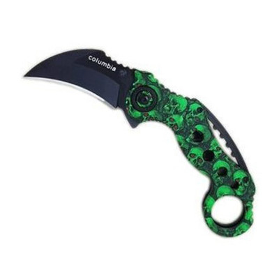 Cutit Karambit Columbia celtic skull verde claw knife foto