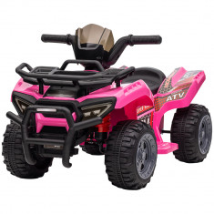 HOMCOM ATV Eletric pentru Copii 18-36 Luni cu Baterie Reincarcabila 6V, Mini ATV pentru Copii din Metal si PP, 70x42x45 cm, Roz