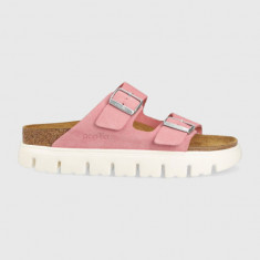 Birkenstock papuci din piele BIRKENSTOCK X PAPILLIO Arizona Chunky femei, culoarea roz, 1025291