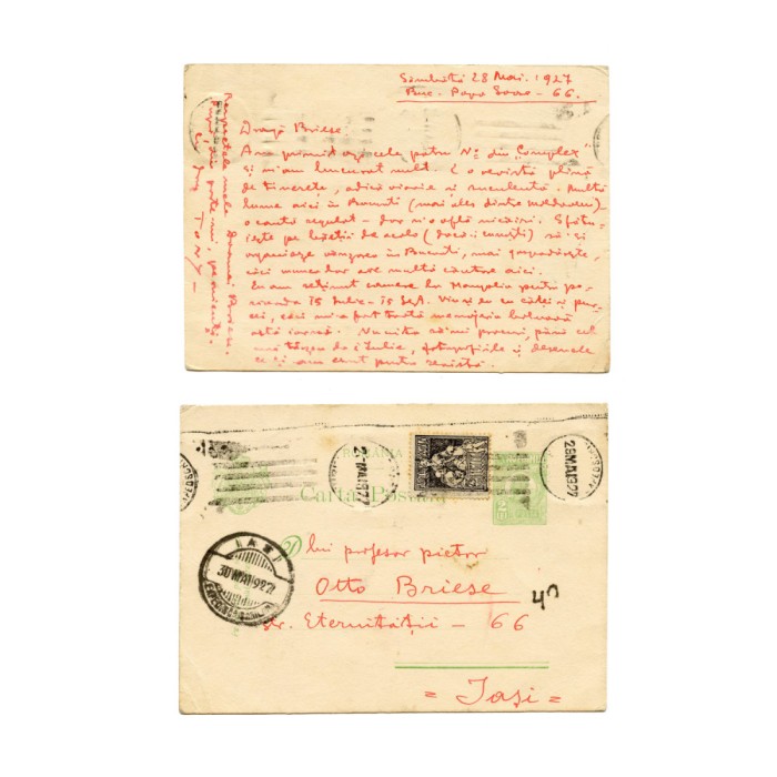 Nicolae Tonitza, carte poștală adresată lui Otto Briese