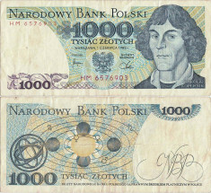 1982 (1 VI), 1,000 Zlotych (P-146c) - Polonia foto