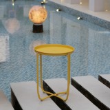 Masuta tip tava Sandefjord din otel, galbena, 53x40 cm, [en.casa]