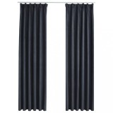 Cumpara ieftin Draperii opace cu carlige, 2 buc., antracit, 140 x 175 cm