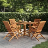 Cumpara ieftin Set de mobilier de exterior pliabil, 5 piese, lemn masiv de tec