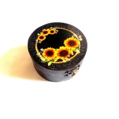 Cutie cu floarea soarelui , cutie din lemn cu model floral 41866