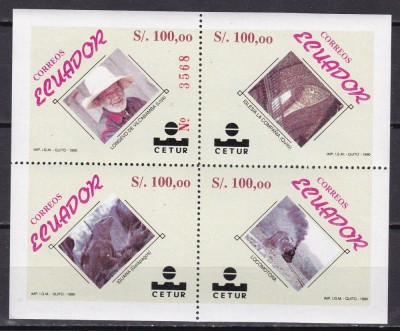 Ecuador 1990 turism vederi fauna trenuri MI bl.146 MNH foto