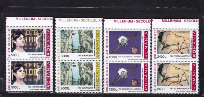 ROMANIA 2001 LP 1553 MILENIUM SECOLUL XX I PERECHE SERII MNH