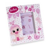 Cumpara ieftin Rama foto masa ceramica alba roz Baby cm 12 x 12,5 H, 5 x 7,5 H