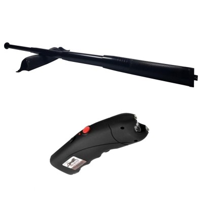 Set electrosoc, negru, 2500 kV si baston telescopic, negru, 65 cm foto