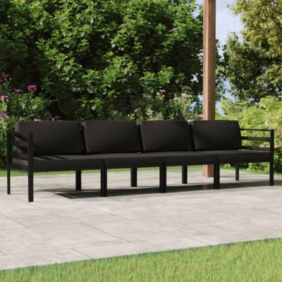 vidaXL Set mobilier de grădină cu perne, 4 piese, antracit, aluminiu 3107777 foto
