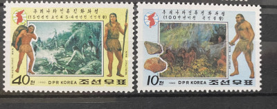 PC350 - Coreea de Nord 1990 Oameni preistorici , serie MNH, 2v foto