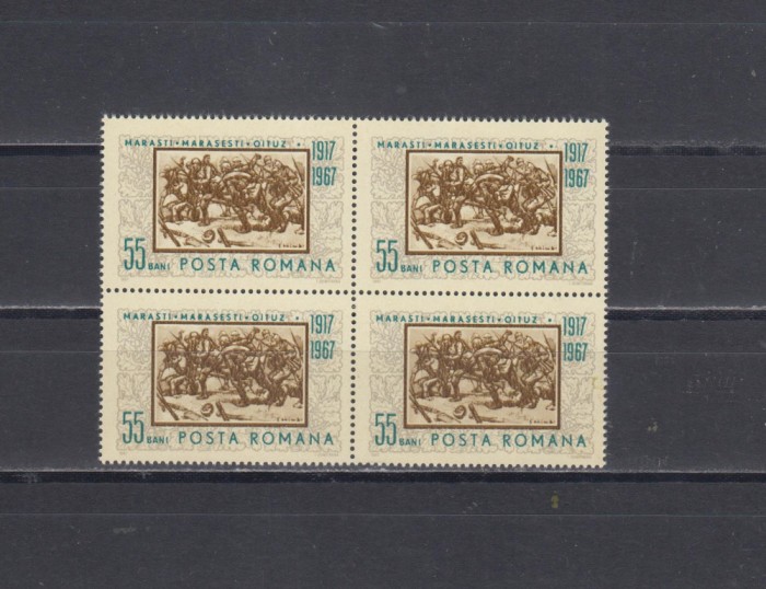 A11 TX2 11 - 1967 - 50 ani - Marasti, Marasesti, Oituz - perechi de patru timbre