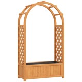Outsunny Jardiniere &icirc;nălțată ghiveci de plantare cu grilaj, acoperiș arcuit spalier ghiveci din lemn 83 x 36 x 145cm Maro deschis | Aosom Romania