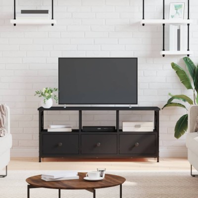 Gossi comoda tv, negru, 102x33x45 cm, lemn prelucrat &amp;amp; fier foto