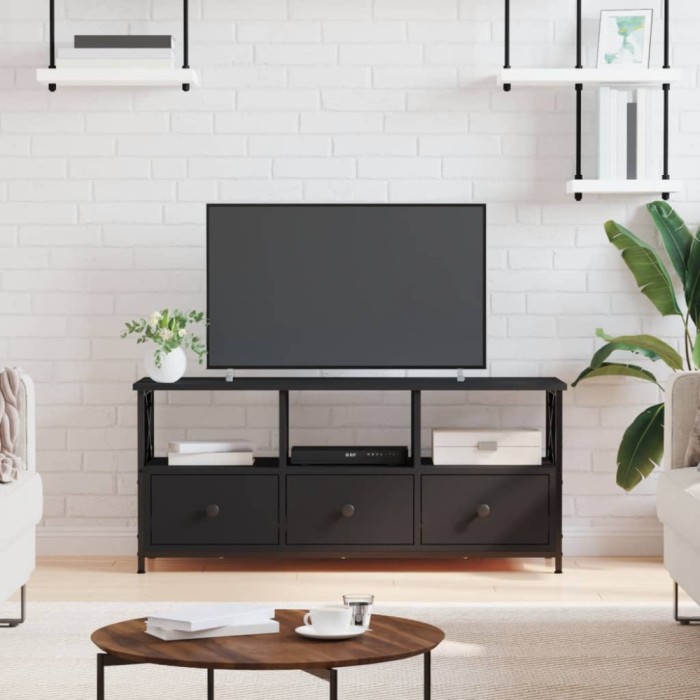 Gossi comoda tv, negru, 102x33x45 cm, lemn prelucrat &amp; fier